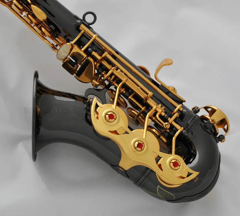 

Professional TaiShan Black Nickel Curved Soprano Saxophone Gold Key High F# Sax 2025