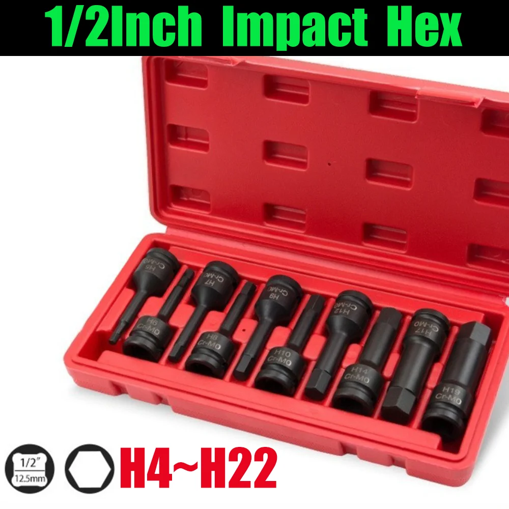 Adaptador de Soquete para Furadeira Elétrica de 1/2 polegada H4 H22, Adaptador de Soquete Hexagonal para Chave de Impacto Pneumática, Adaptador de Soquete de Rosca de 12,5mm