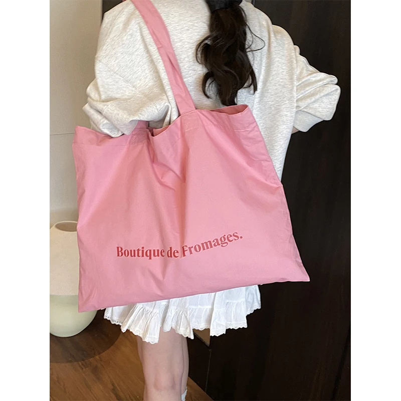 

Korean style large capacity solid color shoulder bag college lazy style tote bag fresh casual simple versatile shoulder bag