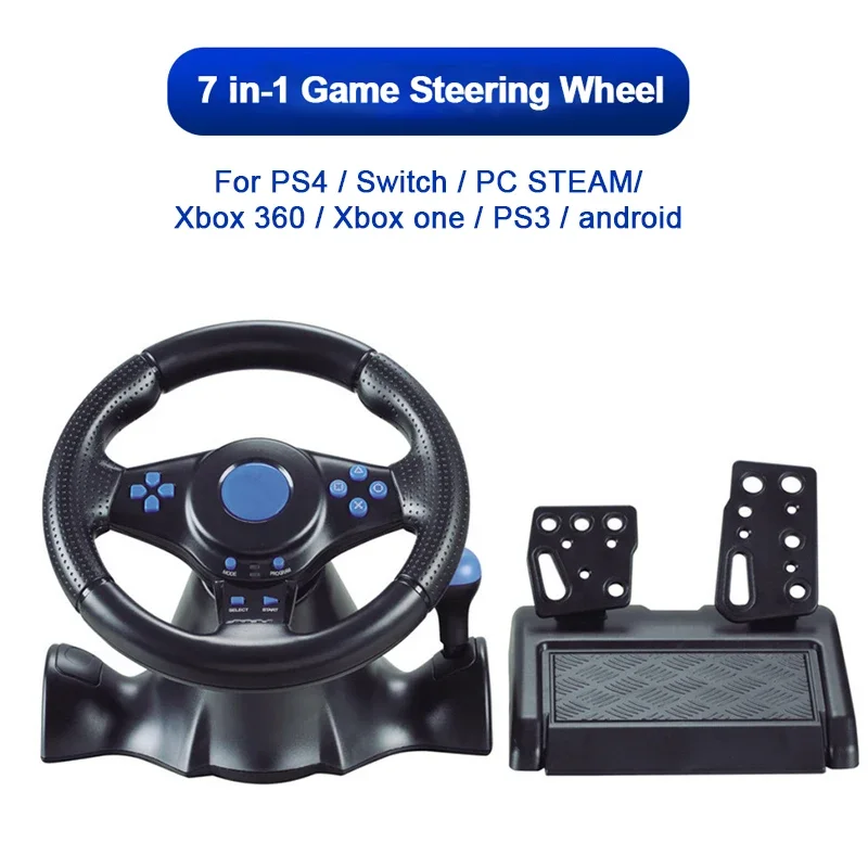 Gaming Steering Wheel PC STEAM Game Racing Wheel Controller for PS4/Switch/Xbox One/Xbox 360 Vibration Pedal Accelerate 180°