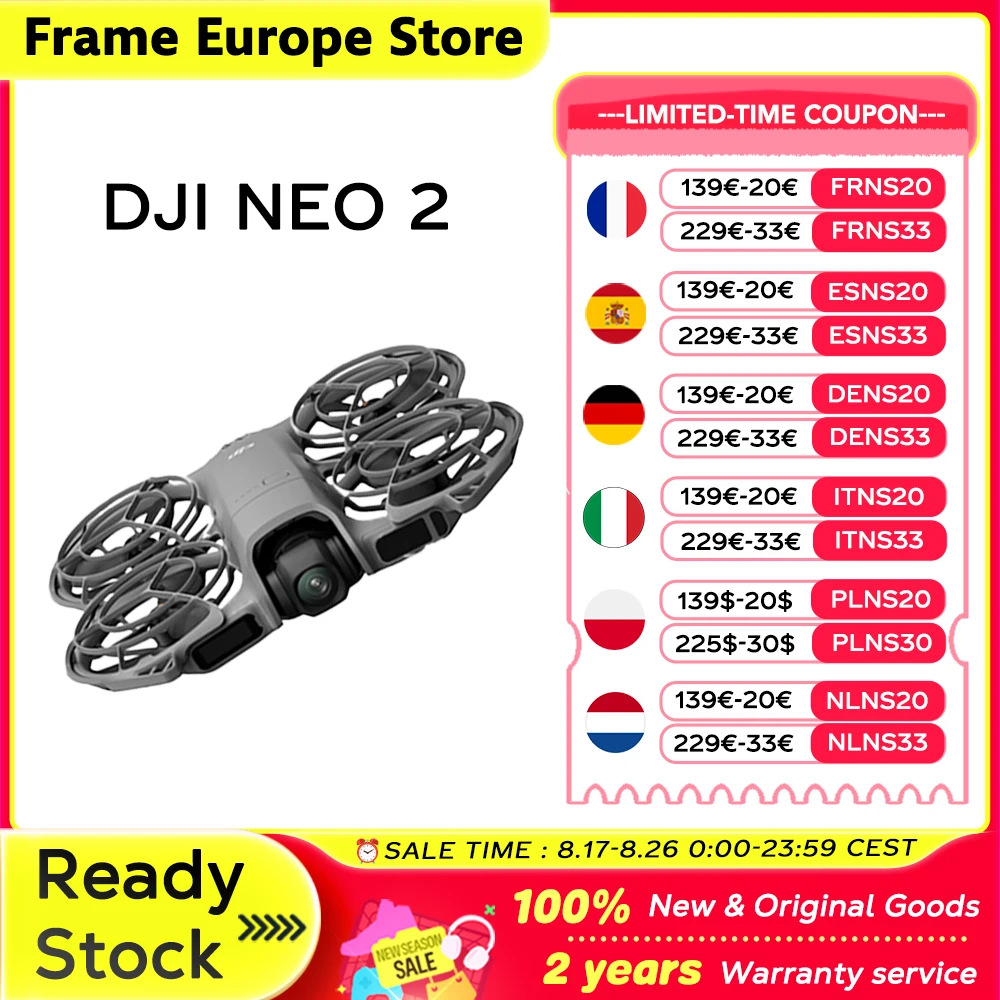 【LOCAL+】DJI Neo 2 Drone con Fotocamera 4K, Video Stabilizzato, 151g Leggero e Portatile, Protezioni Elica a Copertura Totale, Nuovo Originale C0