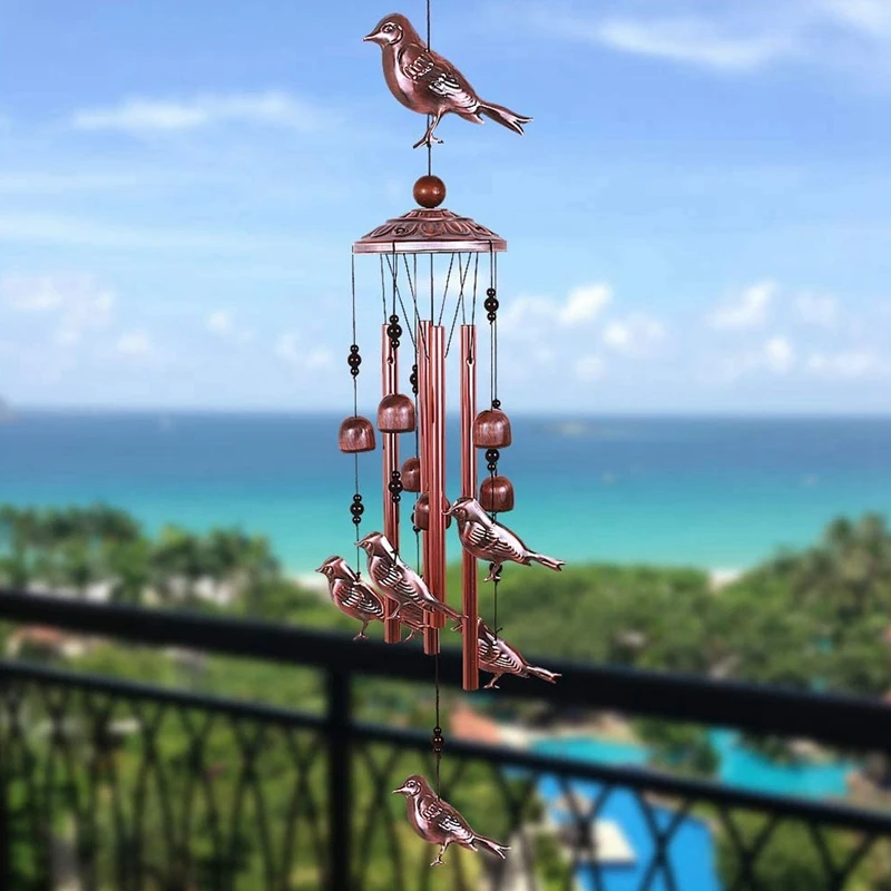 B84B 2 Pack Metal Bird Wind Chimes Waterproof Outdoor Wind Bells for Garden Patio Home Decor