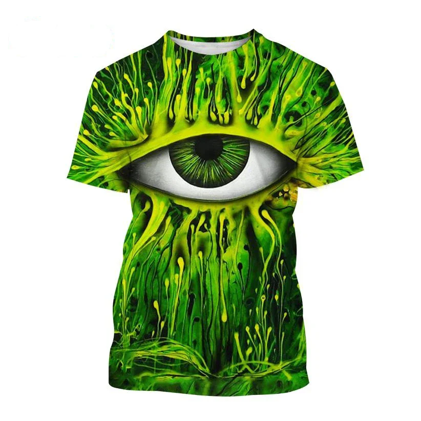 New Hot Sale Eye Art 3D Print Men's Short Sleeve T-shirt Fashion Casual Human Face Organ Eye Design Print Short Sleeve Top