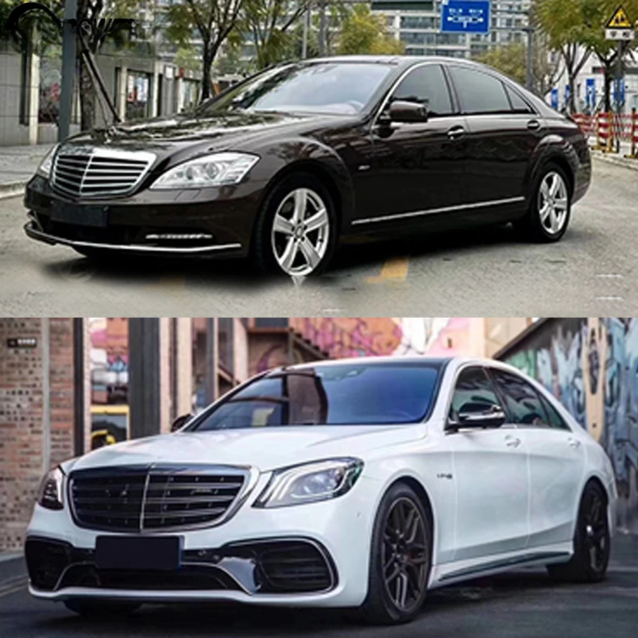 S CLASS W221 UPGRADE TO W222 MAY S63 STYLE BODY KIT HEAD LIGHT BUMPERS GRILLE EXHAUST 2006-2013Y~S400 S350 S200  FACELIFT