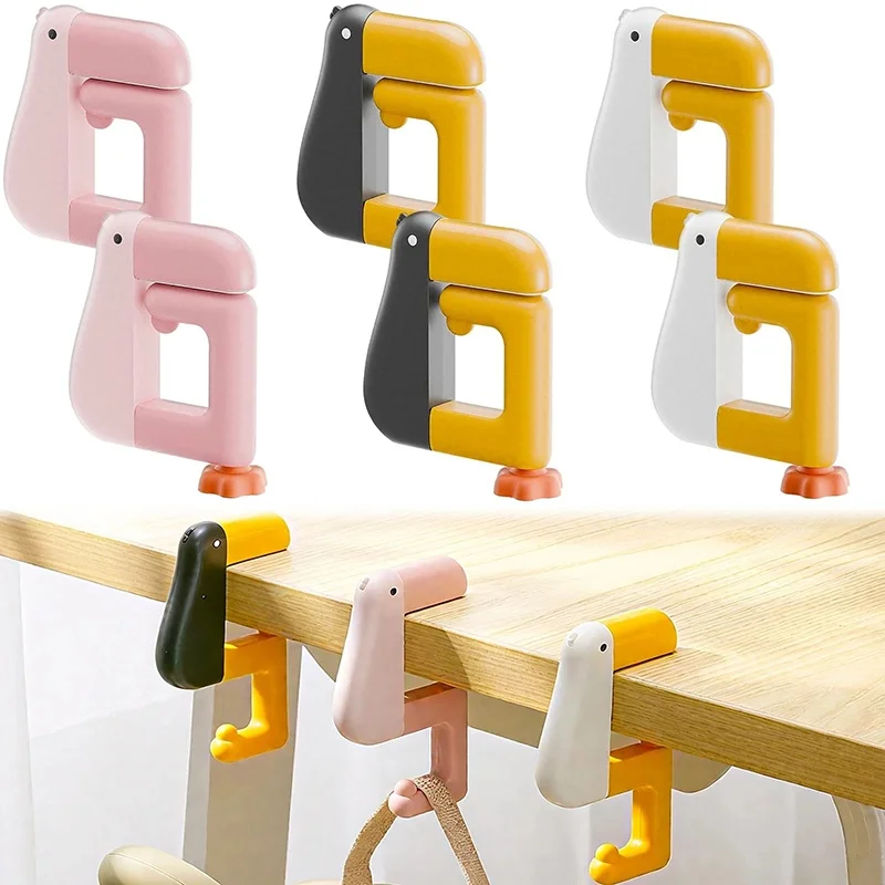 1/3/5Pcs Thinking Duck Office Bag Hook Portable Adjustable Desk Side Hanger For Schoolbag Backpack Home Table Daily Storage Tool