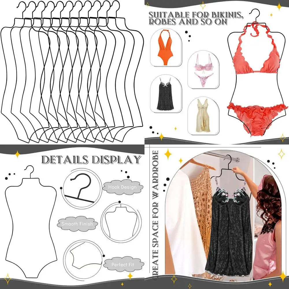 

Bikini Hangers for Display - Wire Lingerie Hangers for Swimsuit, Bathing Suit, Swimwear, Coat, Slip, Dress