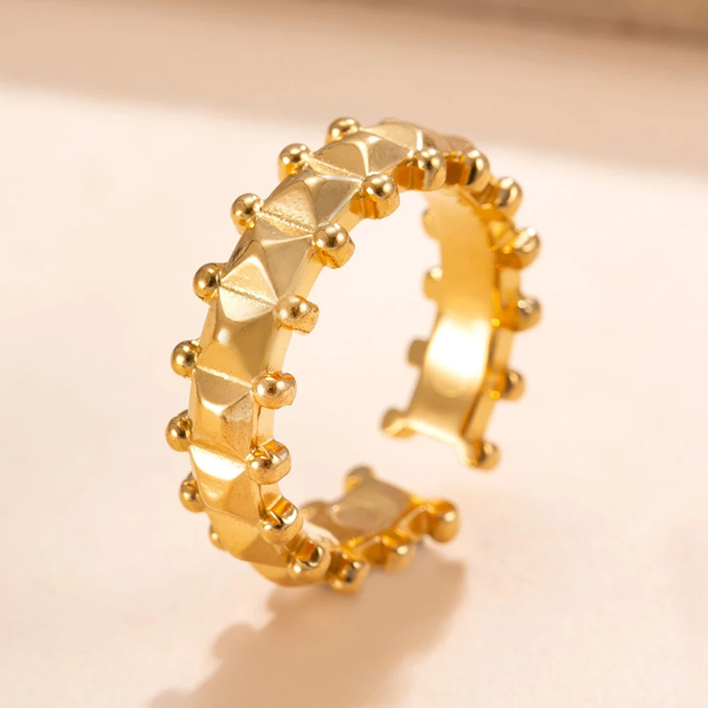 Gold Color Vintage Bullet Rings for Women  Stainless Steel Geometric Rings Boho Jewelry Hip Hop Party Wedding Jewelry Gifts