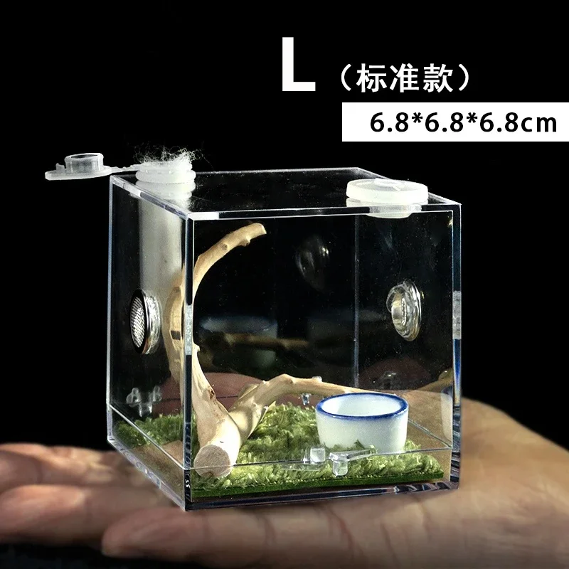 SmallReptilesBreeding Box Clear Acrylic Cage Habitat Insect Feeding Box Terrarium Tank Escape Proof for Jumping Spider ant nest