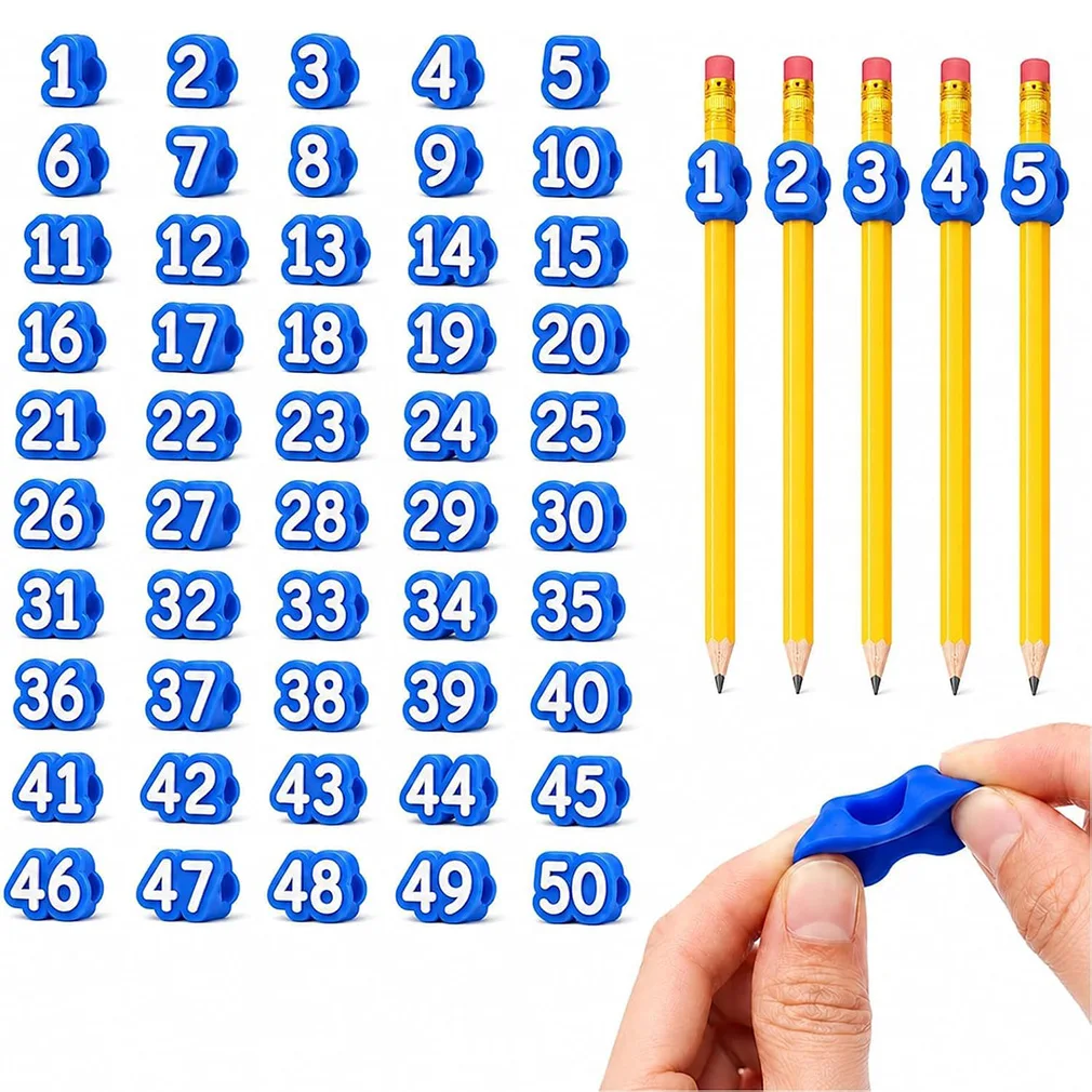 30/50PCS Pencil Caps Numbered Cute Colorful Reusable Digital Pencil Toppers Pencil Tracking Markers For Kids Students Teachers