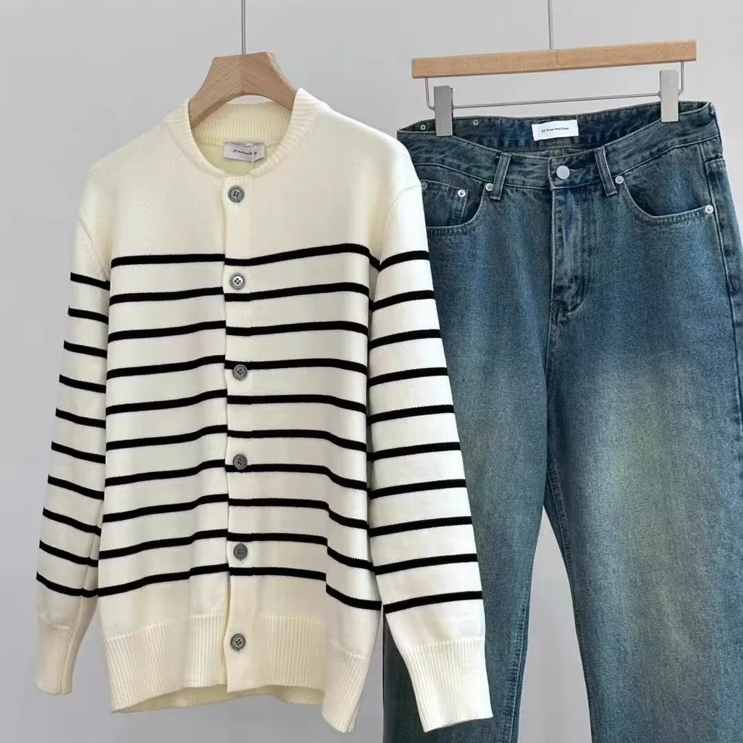 

Autumn Knitted Cardigan Women Striped Sweaters Cozy Fashion Ulzzang High Street Casual All-match Кардиган Daily New Simple Mujer