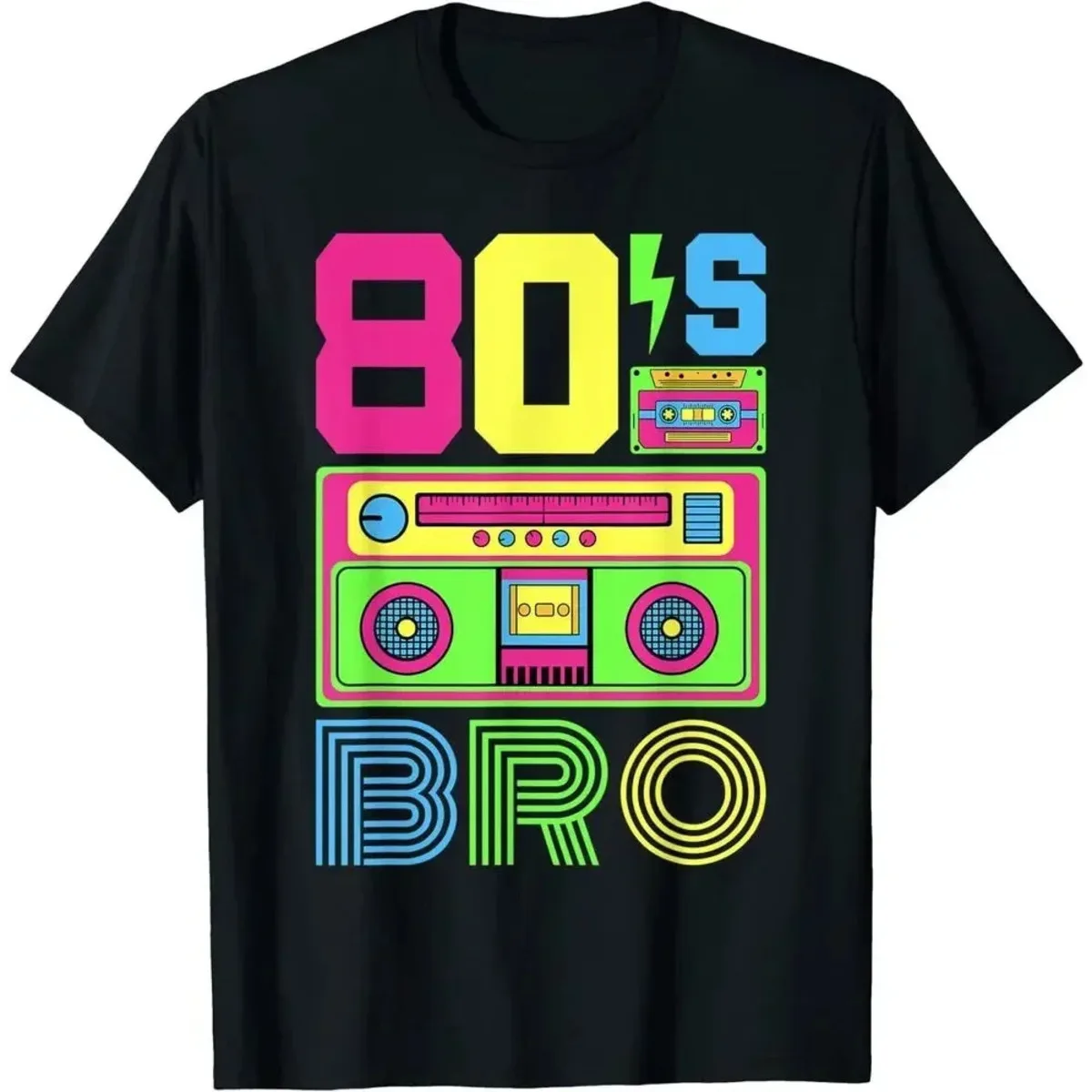 80s Shirt Bro 1980s Fashion 80 Theme Party Outfit Retro Tops Reminiscence Eighties Modal Workout Leisure Short Sleeve T-Shirt