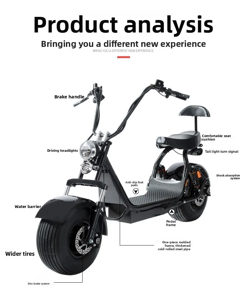 Direct X8 for Electric Scooter 60v1500w Super Power Brushless Motor Two-Wheel Scooter with Lead-Acid Battery
