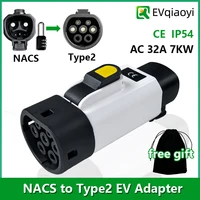 Adaptador de Carga EV NACS a Type2 32A 7KW: Conversor de Carga desde Pila Tesla a Type2 para Coches Estándar UE