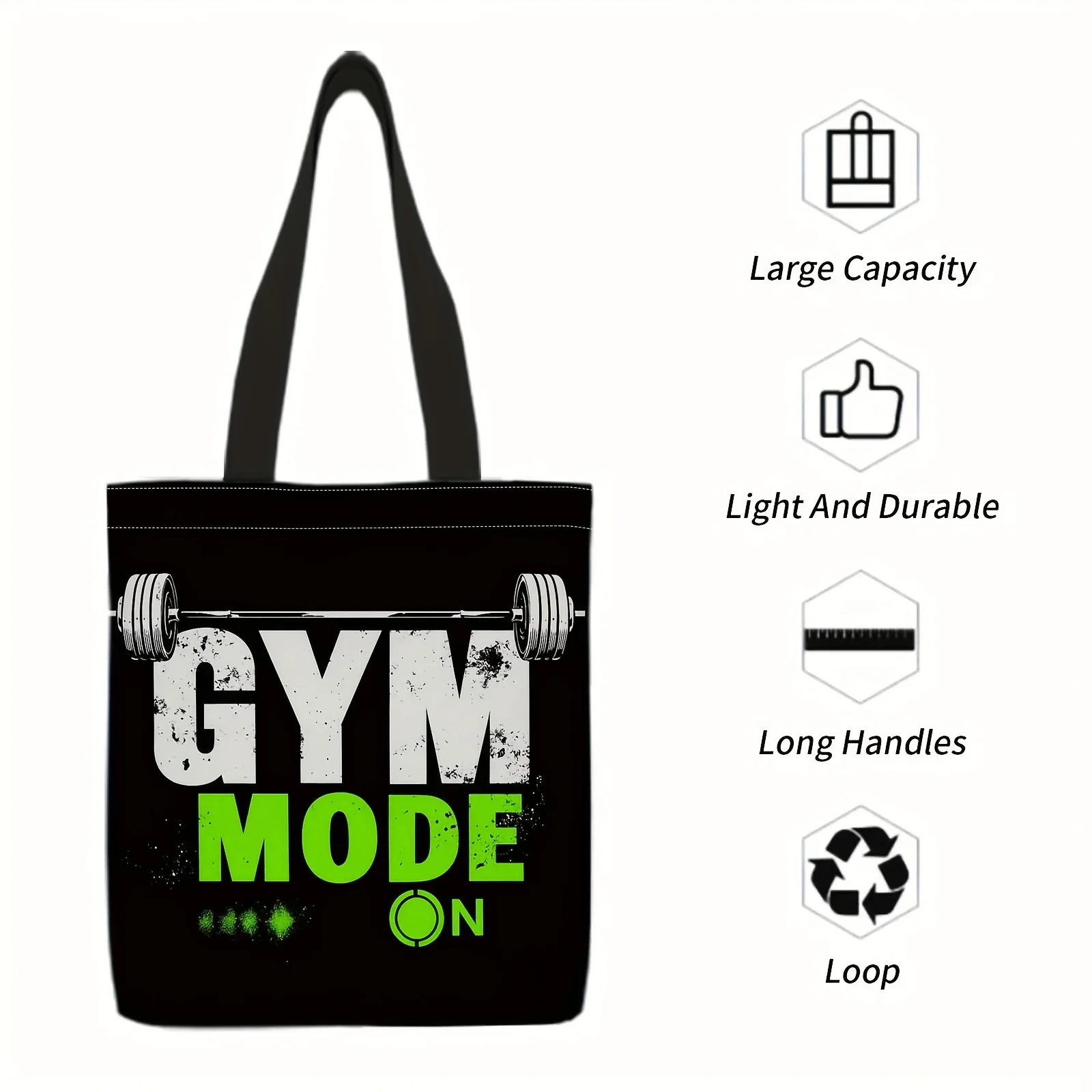 Tote Bag with Double-Sided Printing, Ideal for Shopping And Carrying on Your Shoulder, Perfect for The Gym Weight Lifting