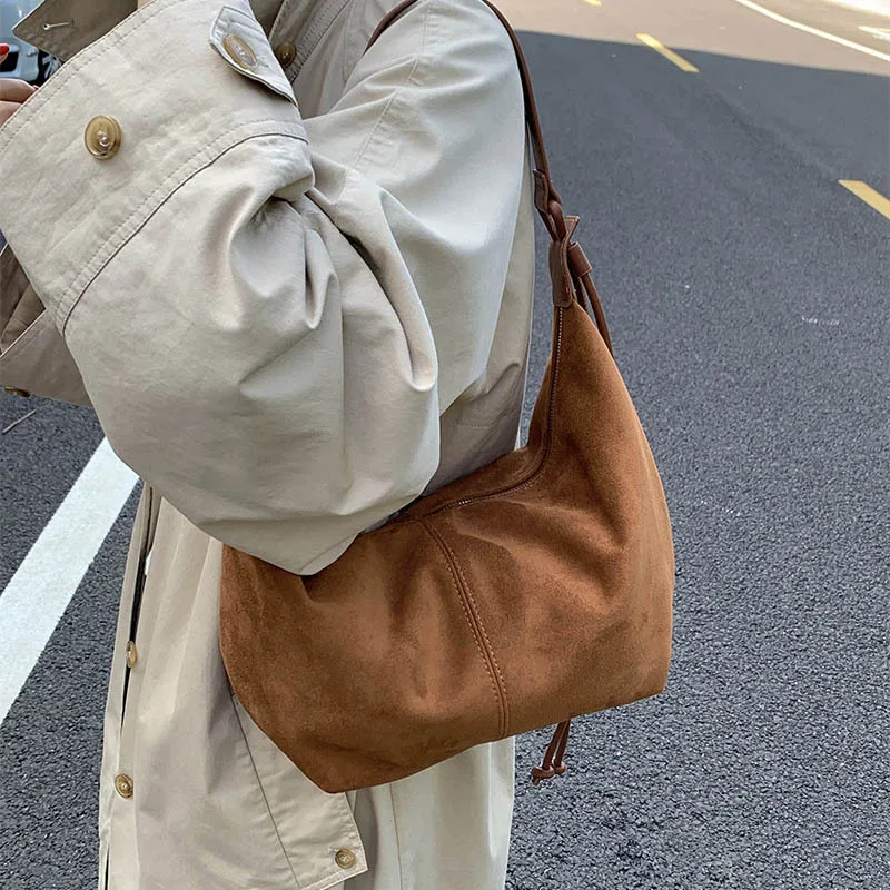 

2025 Suede Dumpling Tote Bag for Women, Minimalist Shoulder Crossbody Purse, Fashionable Handbag
