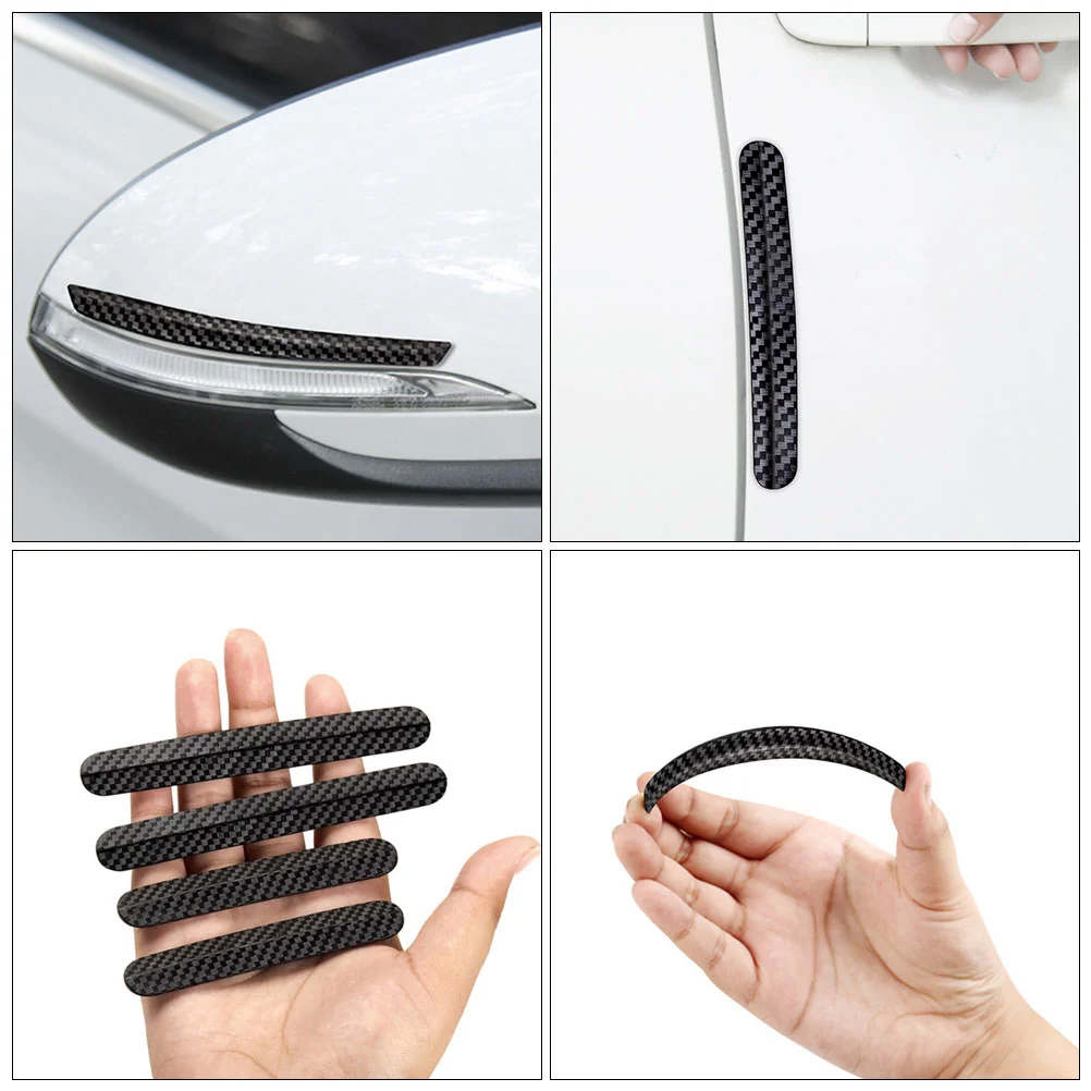 4 Pcs Carbon Fiber Textured Anti collision Strips High Hardness Door Edge Trim Protector Scratch Resistant Car Crash