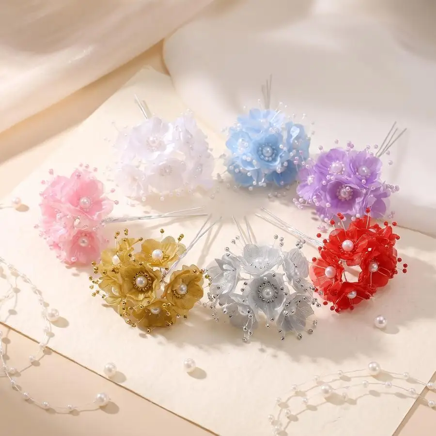 1/5/10/20/50/100pcs Camellia Bridal Organza Headwear Decoration Hairstyle Decorations Mixed Color Mini Items Graduation Teacher