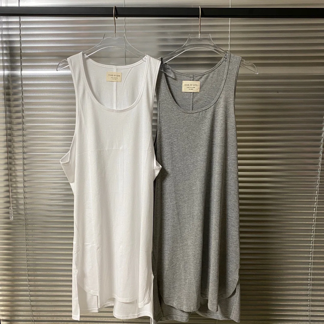 Snowflake Gray Bottoming Shirt Cotton Loose High Street Fog Bandage Dress Vest Mid-Length Sleeveless Round Neck Men's Top Tank