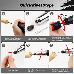 Rivening machine, electric pistol adapter, 2.4mm-3.2mm-4.0mm-4.8mm-6.4mm with strap, wireless multifunction machine, suitable for electric drills 10 MAIN SALES ELECTRICAL RIVITER - №5