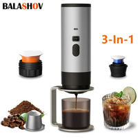 3-in-1 Wireless Electric Espresso Coffee Machine for Car & Home Camping Portable Coffee MakerCapsule Powder Travel Coffee Maker