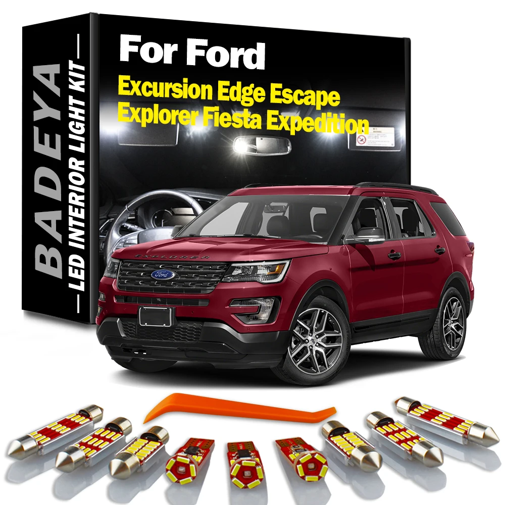 Kit de luz de cortesia para leitura interior, led, para ford excursion edge escape explorer fiesta expedição, lâmpadas de placa de identificação de carro
