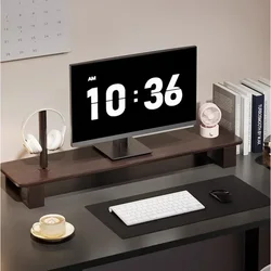 Solid Wood Monitor Stand Adjustable Desktop Riser High Support Shelf Computer Suspension Pad for Office Display Setup