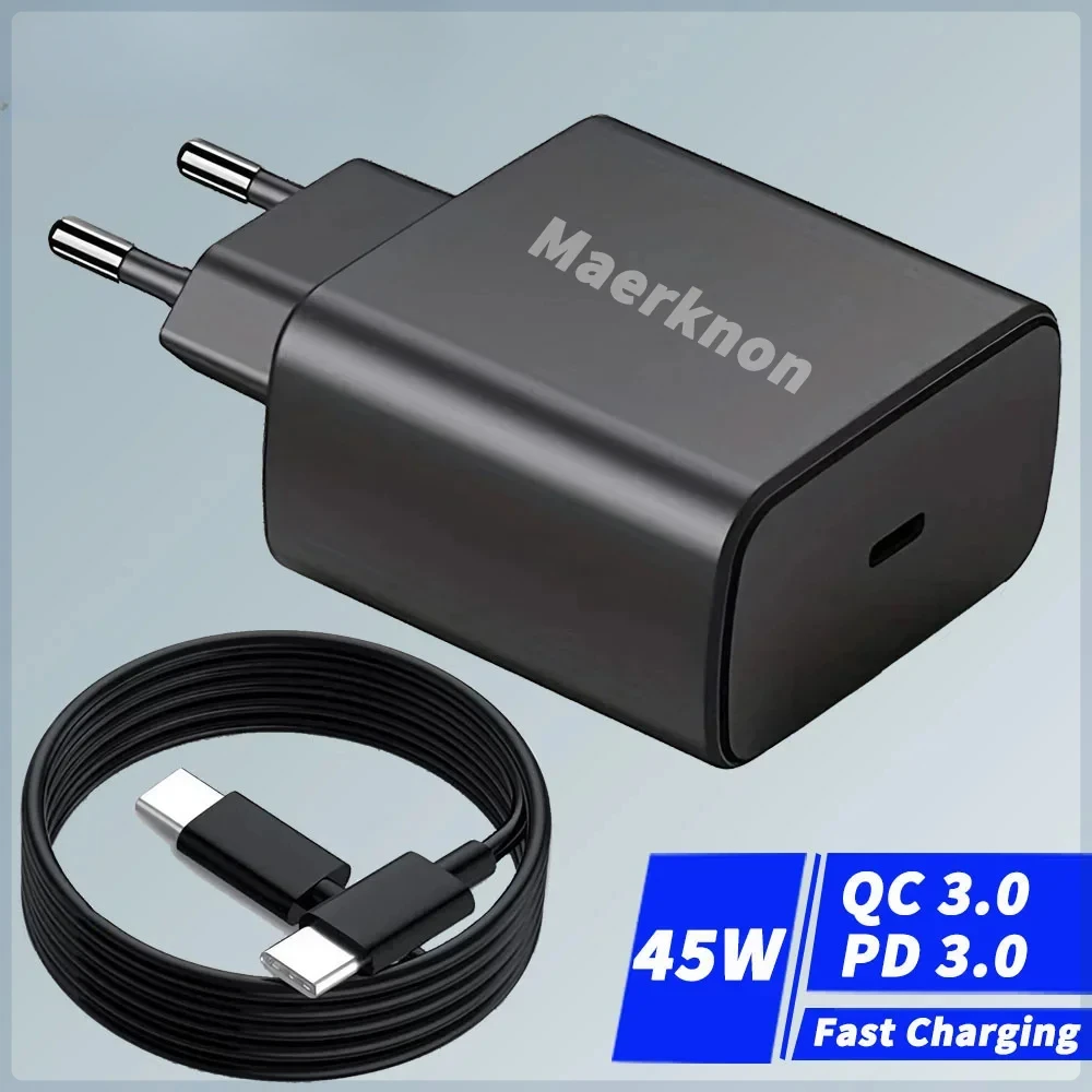 45W PD Super Fast Charger USB C Charger With Cable Quick Charge 3.0 Wall Adapter For Iphone Xiaomi Type C Mobile Phone Charger image 2