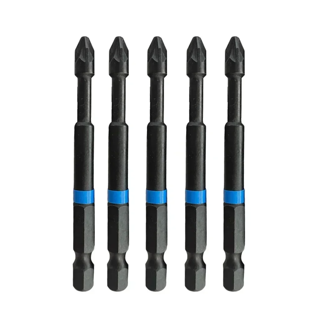 5Pcs PZ2 Impact- Screwdriver Bits 75mm Pozidriv Screwdriver Set 1/4 Inch Hex Shank Magnetic PZ1 PZ2 PZ3 Driver Bit Tools