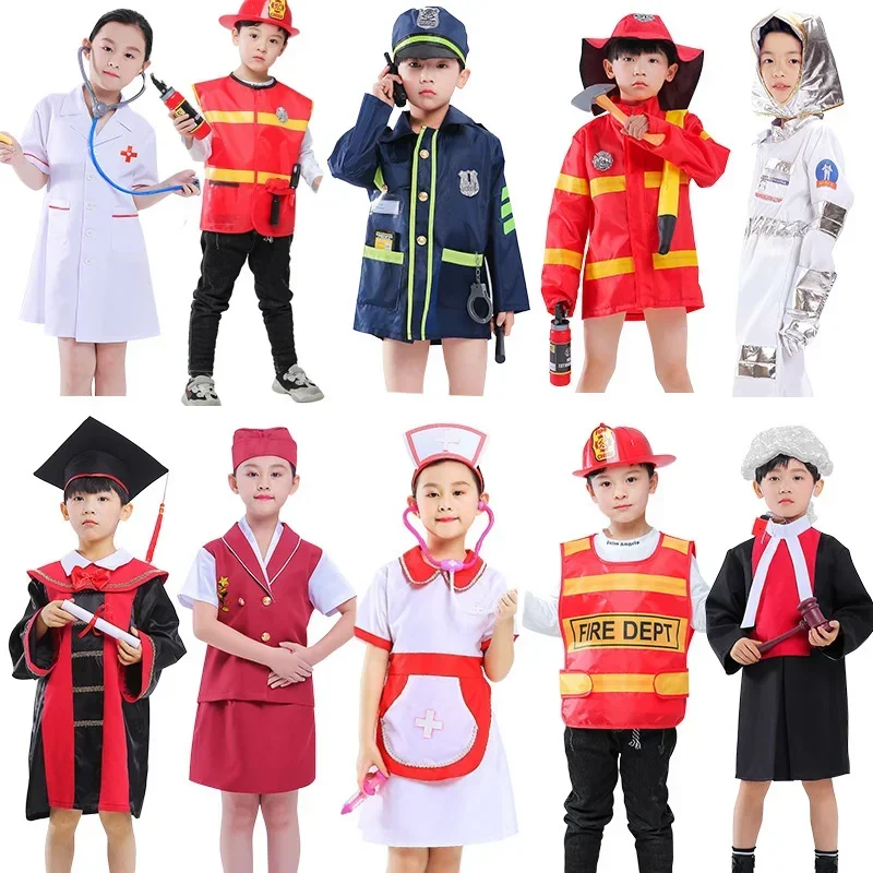 Boy Girls  Doctors Police Judge Nurses Firemen Costume Clothes Party Professional Cosplay Fancy Dress Christmas Halloween