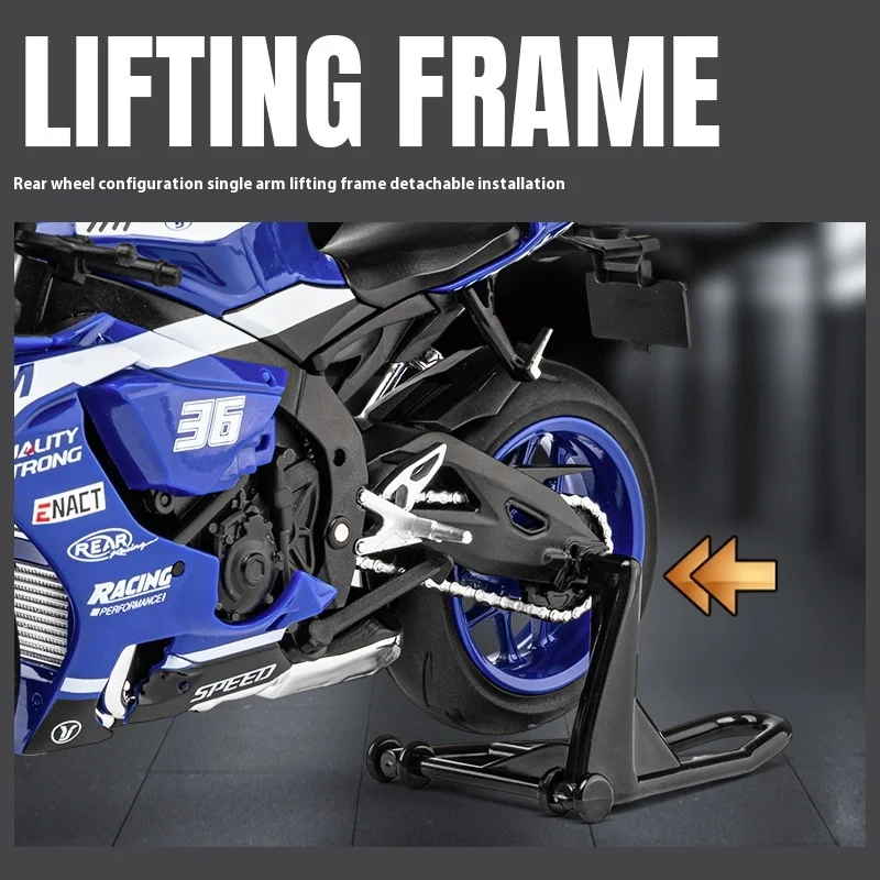 1:12 R1M speelgoed motorfiets model legering gegoten met schokabsorptie simulatie schaal motorfiets model speelgoed voor kinderen geschenken