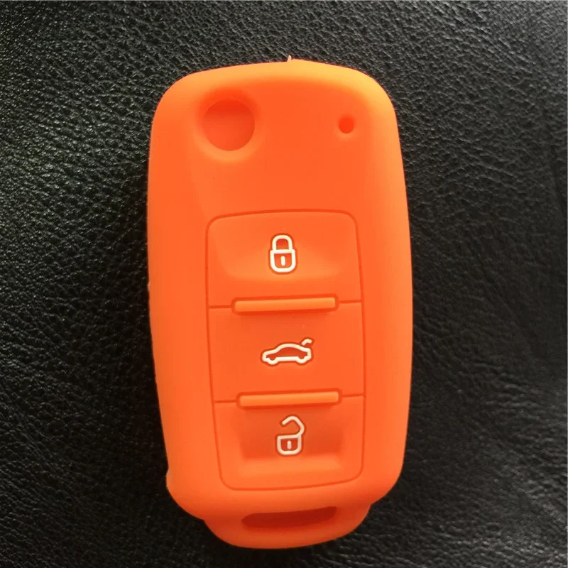 Silicone Rubber key fob skin cover case for VW POLO  Golf 4 MK5 6 Jetta Bora Beetle Tiguan Passat B5 B6 3 button Remote  key