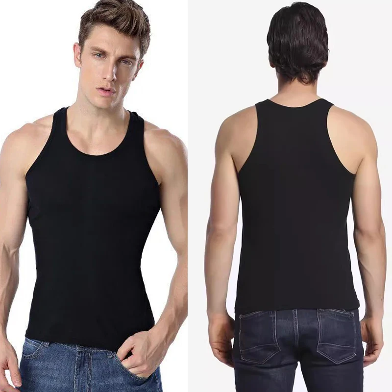 Men Sleeveless Vest Pure Color Bodybuilding Motion Outerwear Sweatshirt Young Men\'S Sports Fitness Slim Vest Fashion Bottoming