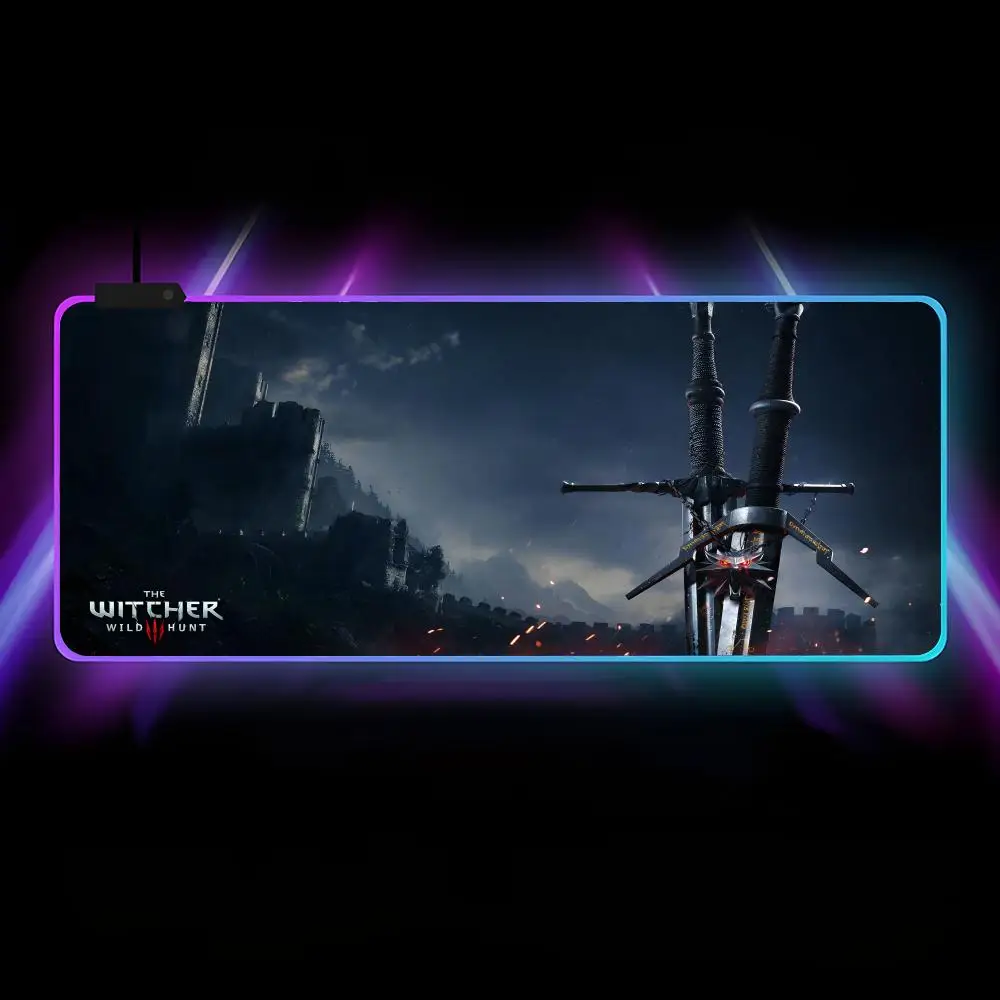 Fashion Witcher Mouse Pad RGB Rubber Computer Laptop Official Game Colored esports Aesthetic Pretty Fashion Luxury Mat