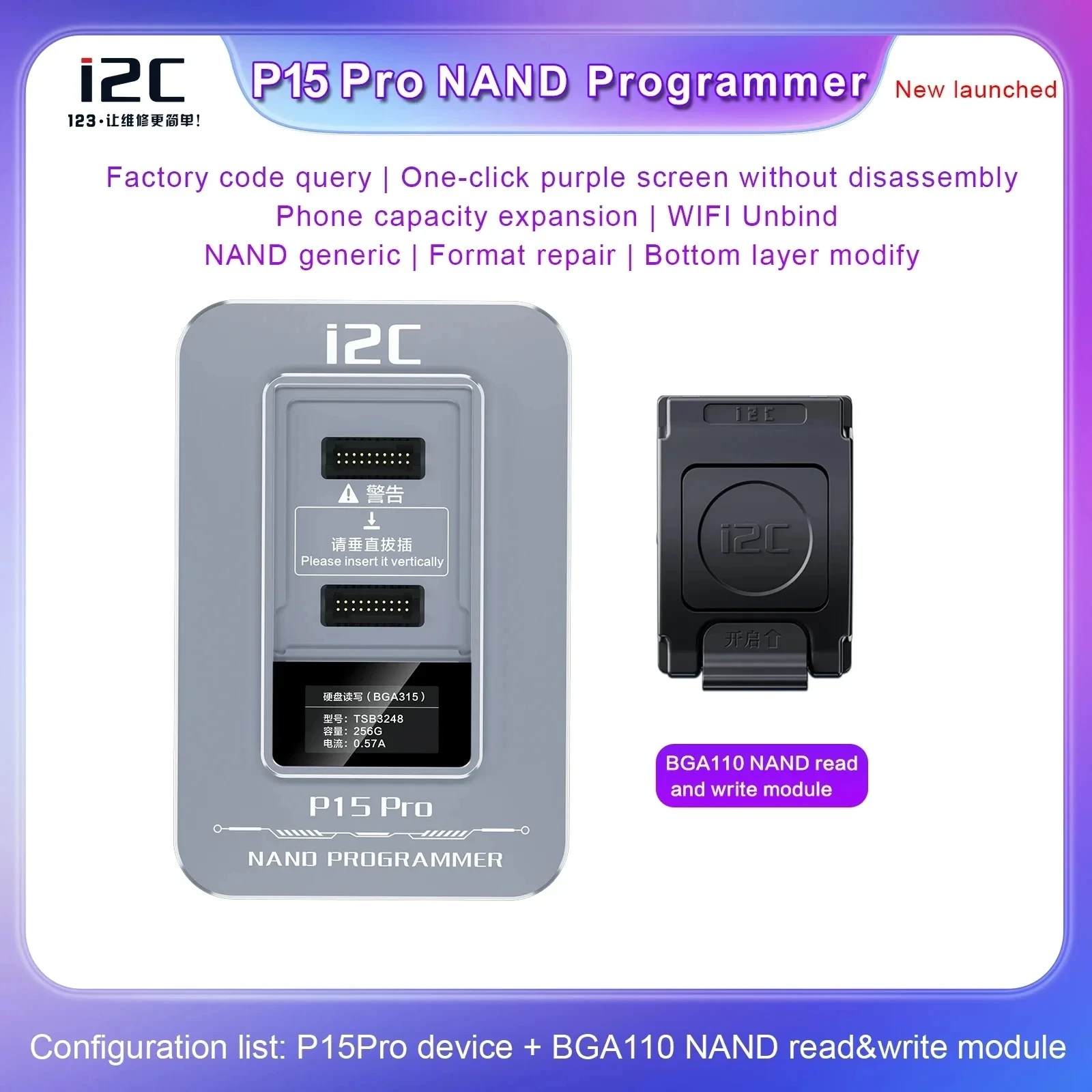 I2C p15 pro nAND programmer For iPhone 6-15 Pro Max, for iPad, hard disk, data read, write SN, unbind, WiFi tool