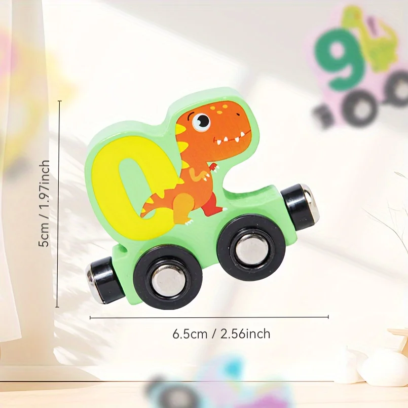 Conjunto de quebra-cabeça de trem magnético de madeira: design colorido de desenho animado, melhora o aprendizado precoce e as habilidades cognitivas