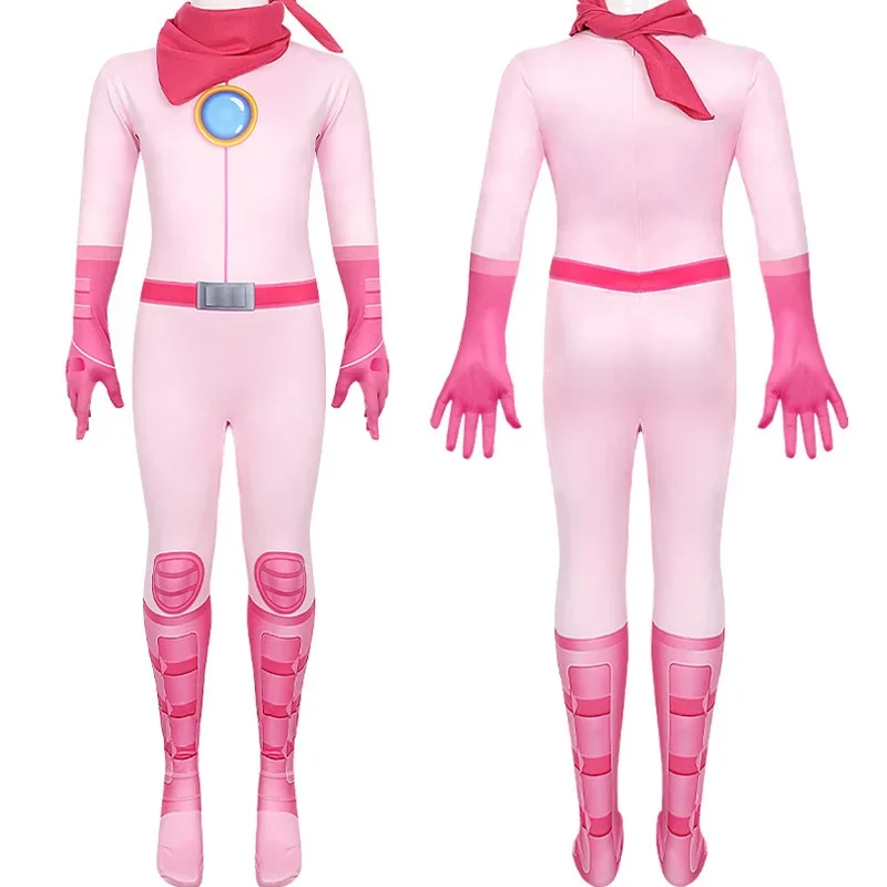 Movie Princess Peach Cosplay Costume Zenti Polyester Zentai Party Jumpsuit Halloween Costume Women Girls Asian Size