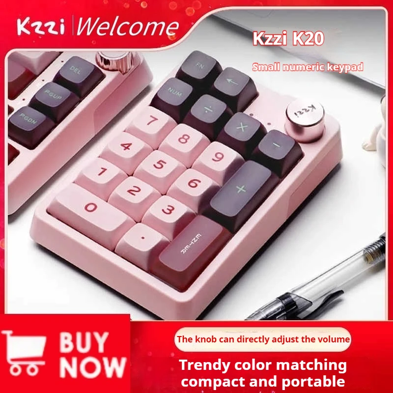 

Kzzi K20 Беспроводная Bluetooth-клавиатура с тремя режимами, цифровая клавиатура, регулируемые клавиши, сменная прокладка, механическая клавиатура, офисное программное обеспечение