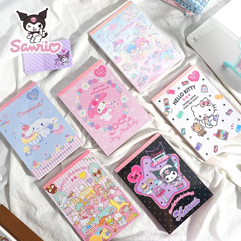 Sanrio Notebook Kuromi Hello Kitty Cinnamoroll My Melody Hand Book Note Paper Cartoon Memo With Stickers For Girls Gift Toys
