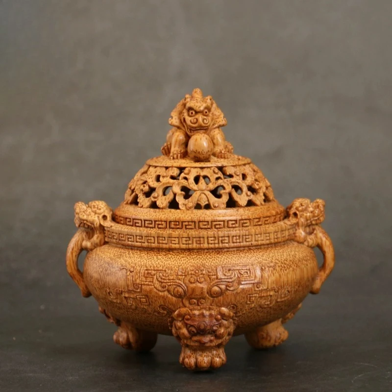 Purely hand-carved from decades-old bamboo roots and Pixiu integrated incense ceremony incense burner bamboo incense burner