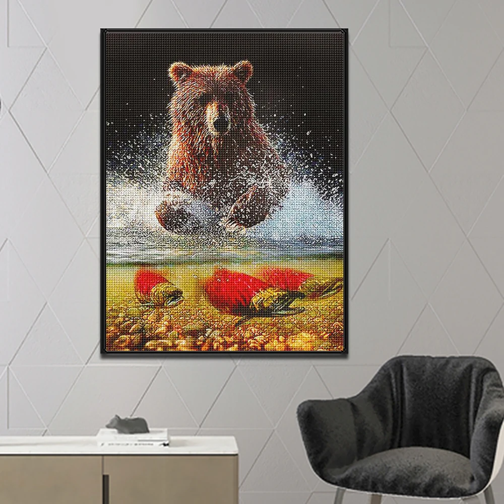 Landscape DIY 5D Diamond Painting Animal Bear Full Round Resin Mosaic Cross Diamond Embroidery Rhinestone Home Decor Gifts