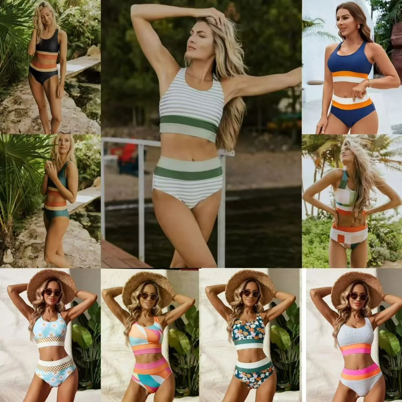 Sleeveless Swimming and Water Sports Sets Sexy with Sexy Pattern Bikini High End Swimwear Zipper Bikini Swimsuits for Women