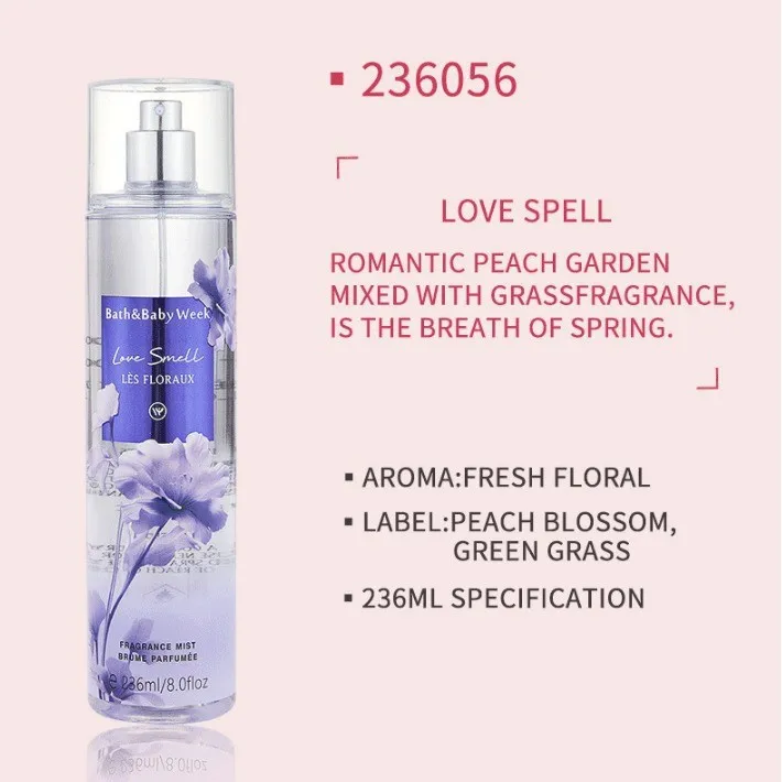 Women's Long lasting light fragrance Victoria fragrance body spray with various flavors Skin care