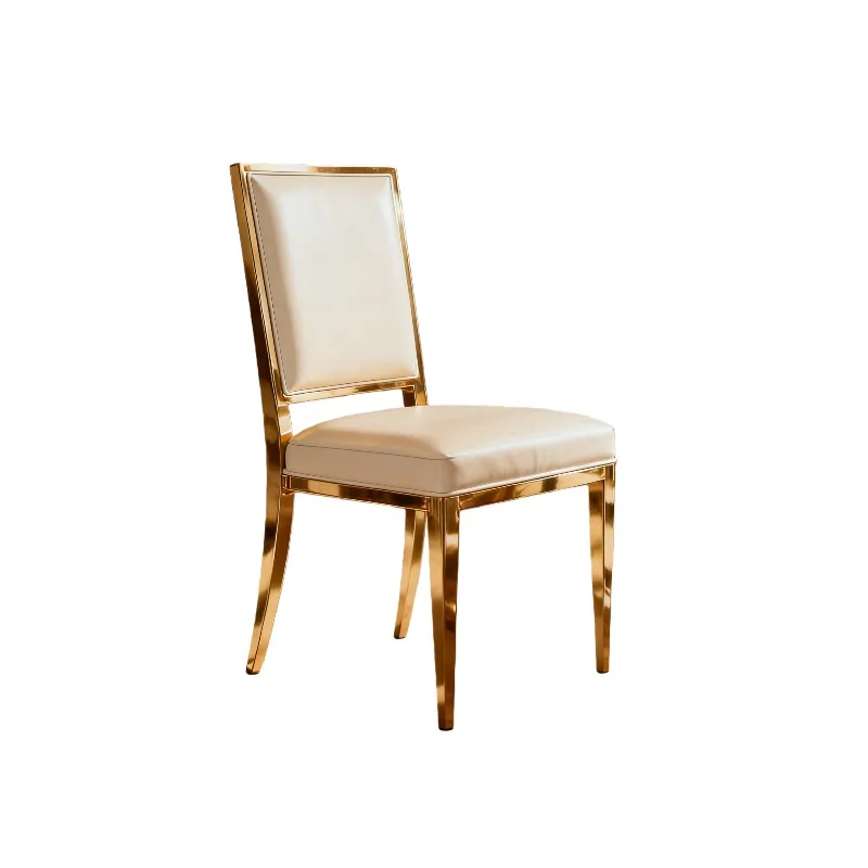 

Light Luxury Stainless Steel Dining Chair Microfiber Leather Soft Bag Back Chair Home Restaurant Premium Banquet Hall Hotel Chai