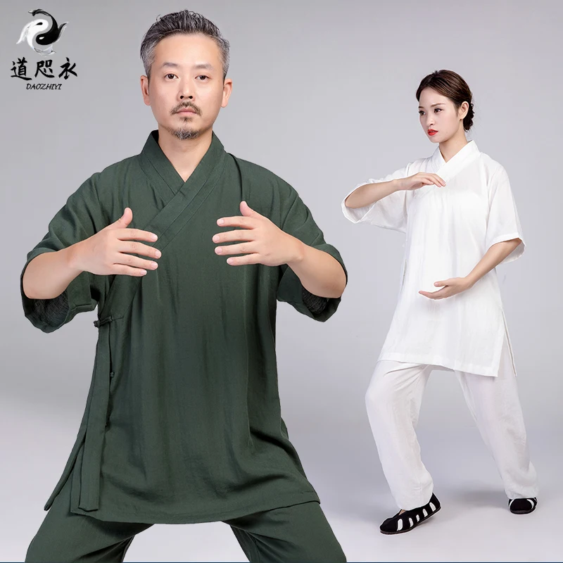 

Men Unisex Tai Chi Kungfu Martial Arts Uniforms Chinese Traditional Cotton Sweatshirt+pant Meditation Wudang Wushu Wing Chun Set