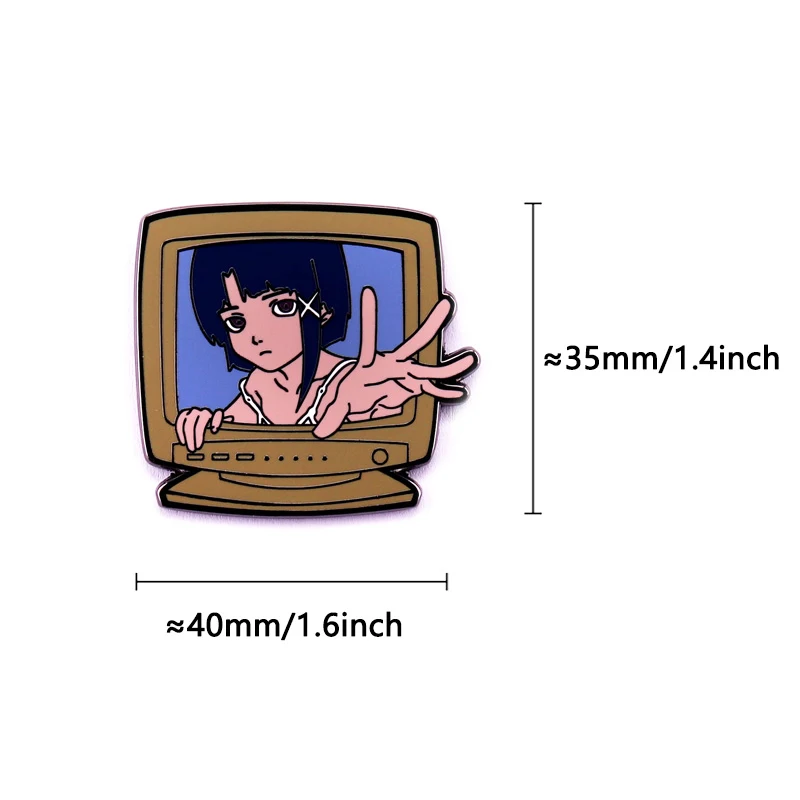 Serial Experiments Lain Enamel Pin Sci-fi Suspense Animated Character Badge view 3