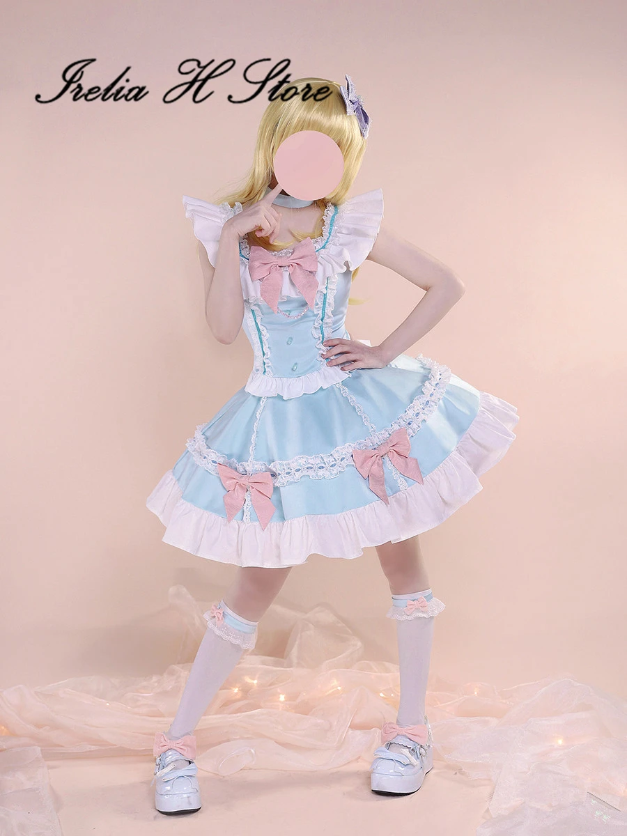 

Irelia H Store Aikatsu! Cosplay Hoshimiya Ichigo Cosplay Costume Hoshimiya Ichigo Angel Ice Blue Ribbon Sweet Dress Female