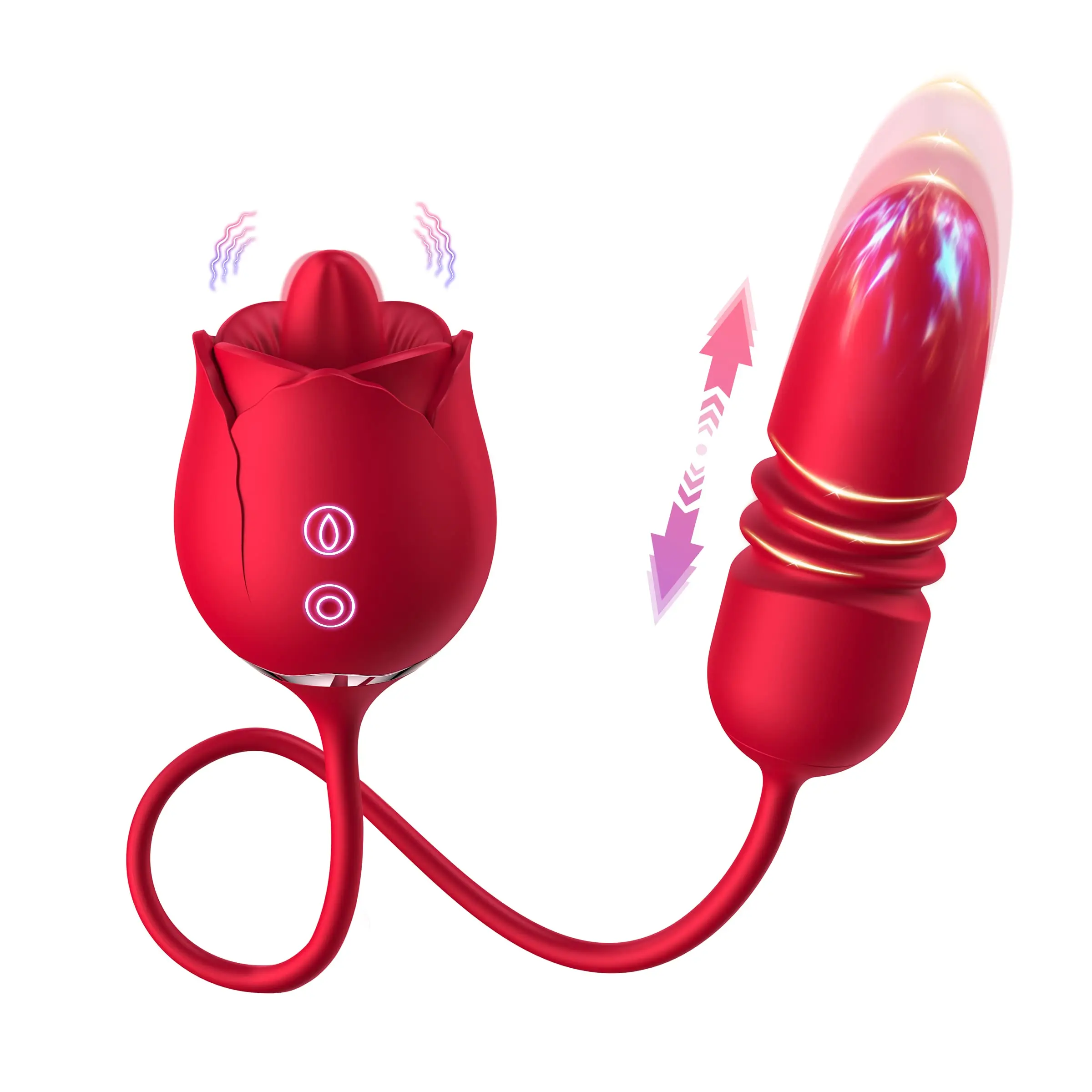 

Rose Toy Vibrator for Woman - 3 in 1 Rose Sex Stimulator Clitoral Tongue Licking Thrusting G Spot Dildo Vibrator with 9 Modes,