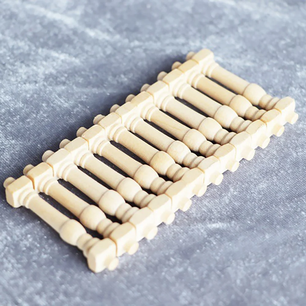 12Pcs DIY Spindles Balusters Wooden Miniature 1/12 Scale Stair Railing Decoration Toys