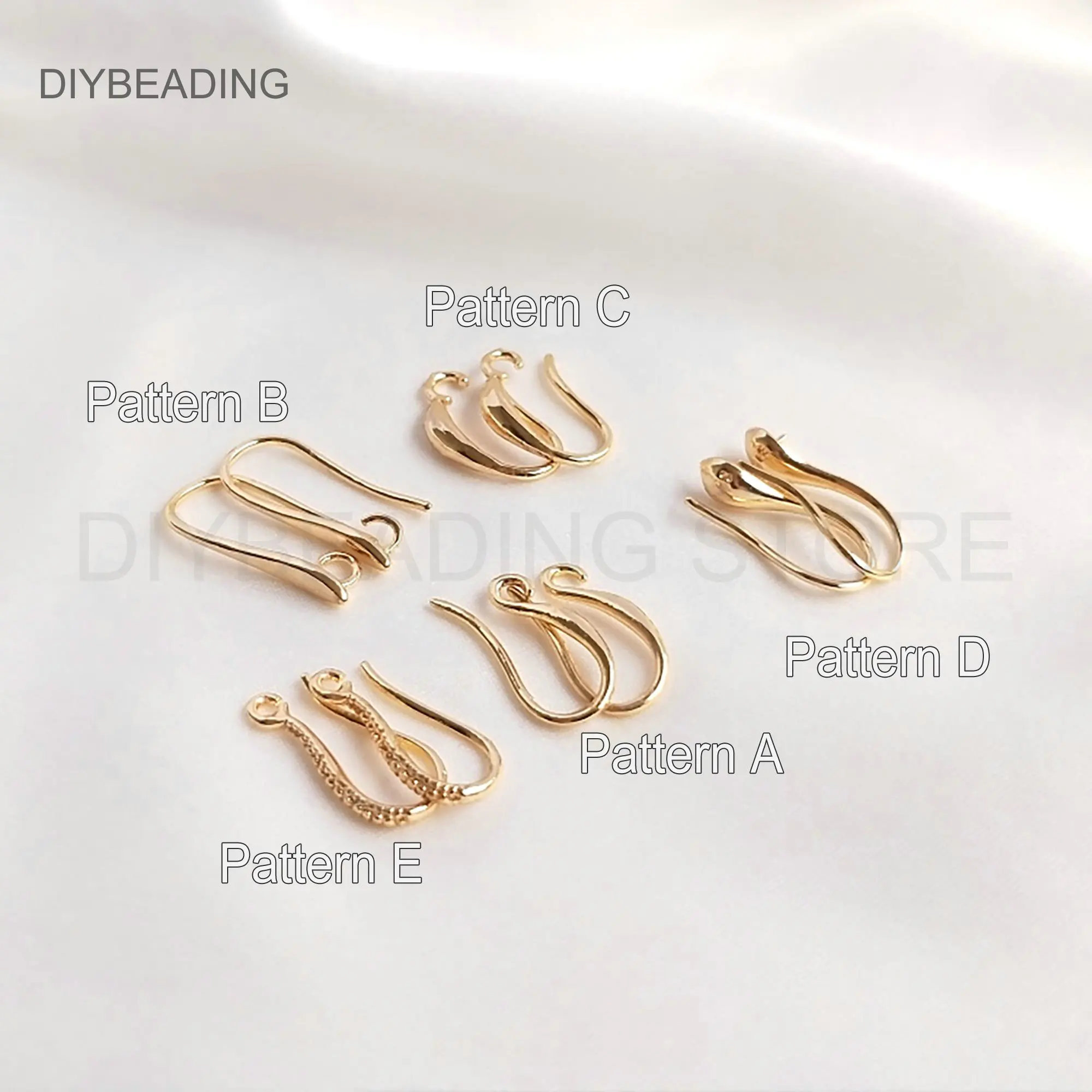 

Blank Earring Hooks Finding Wholesale Supplies 14K Gold Plated Brass French Ear Wire Base Setting Component for Earring Making