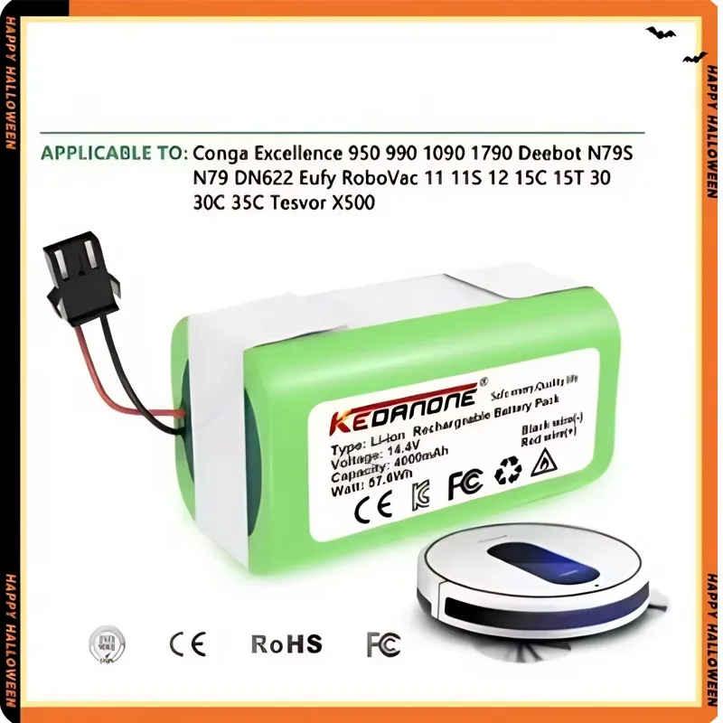 

202514.4V Replacement Battery for Conga Excellent, Deebot N79S/N79, Tesvor X500, Robovac 11 - Rechargeable Li-ion